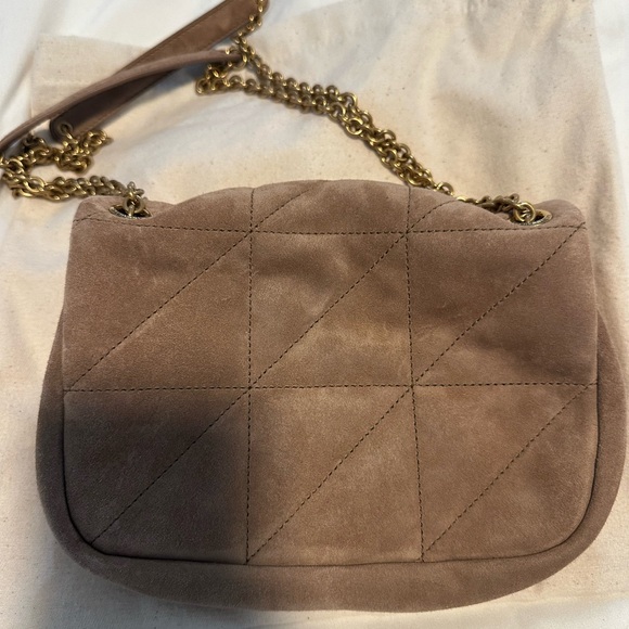 Saint Laurent Brown Suede Quilted Shoulder Bag with Gold Chain - Picture 5 of 8